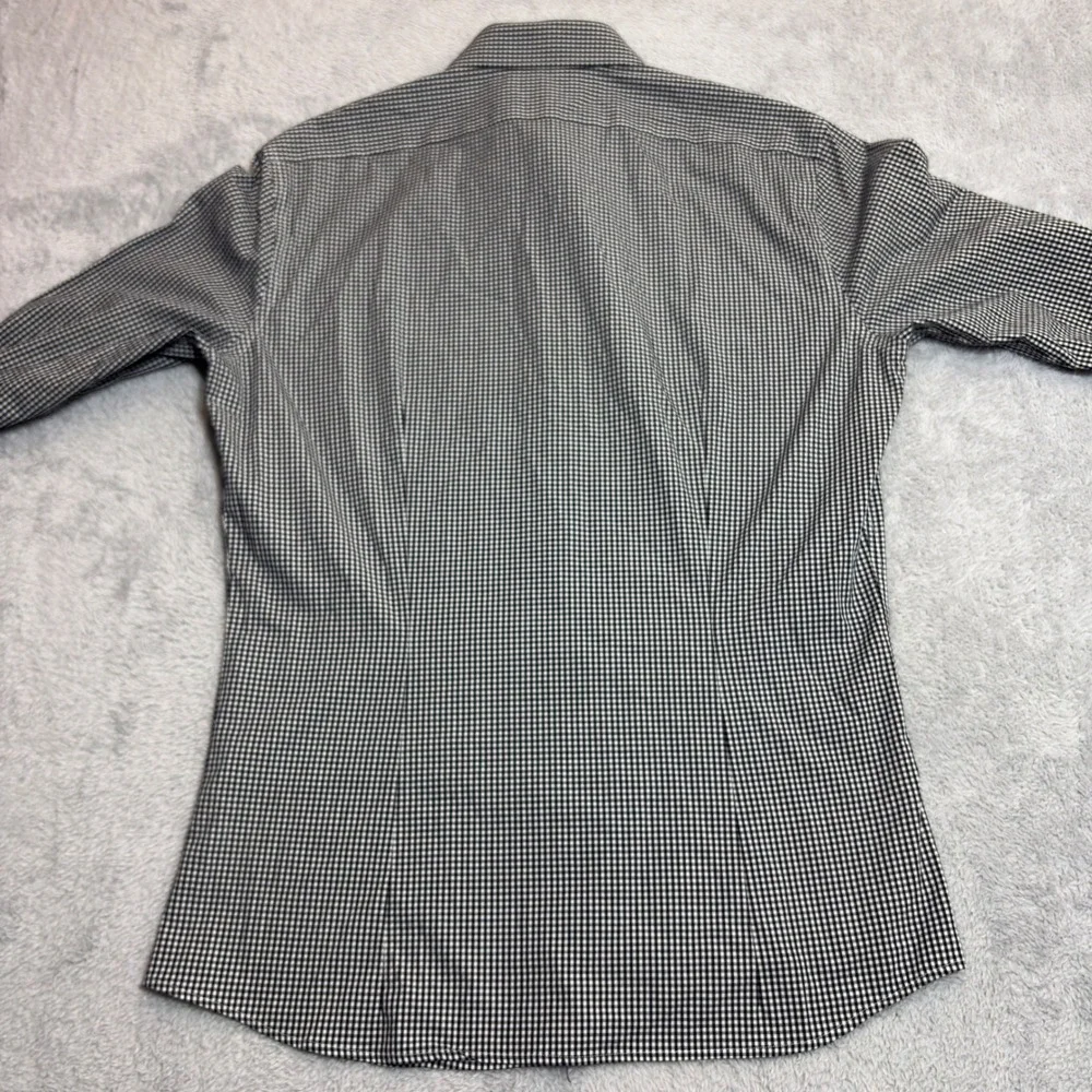 Banana Republic Button Down Shirt Men's S Black Gingham Athletic Wrinkle Resist